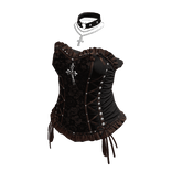 Lace-Up Corset with Ruffles (Black & Brown)
