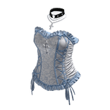 Lace-Up Corset with Ruffles (Light Blue)