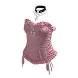 Lace-Up Corset with Ruffles (Pink)