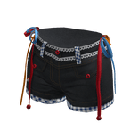 Lace-Up-Denim-Shorts-Checkered - ZN
