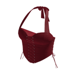 Lace-Up Halter Corset Top (Burgundy)
