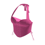 Lace-Up Halter Corset Top (Pink)