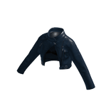Ladies Blue Crop Leather Biker Jacket with Bra
