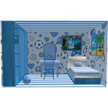 Latar Belakang Ruangan Kamar Boneka Biru