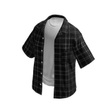 Layered Black Plaid Overshirt