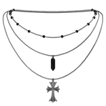Layered Gothic Beaded Cross Necklace