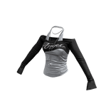 Layered Halter Top + Necklace (Black White)