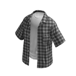 Layered Light Grey Plaid Overshirt