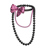 Layered Pearl Necklace Pink Leopard Bow Gyaru Y2K