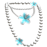 Layered Pearl Necklace Tropical Summer Flower Blue