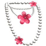 Layered Pearl Necklace Tropical Summer Flower Pink