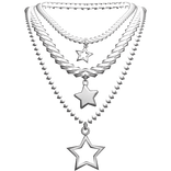 Layered Star Silver Necklace