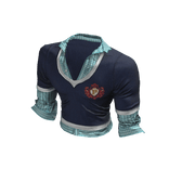 Layered V-Neck Sweater (Navy)