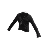 💗 Layered Wrap Top w/ Cross Necklace _ Black