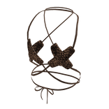 Leather X Crop - Leopard