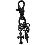 left clipped chrome black cross dagger keychain,