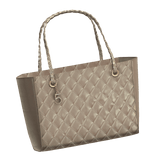 Left | Beige Quilted Leather Gold Charm Tote