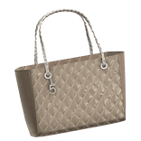Left | Beige Quilted Leather Silver Charm Tote 