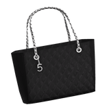 Left | Black Quilted Leather Silver Charm Tote 