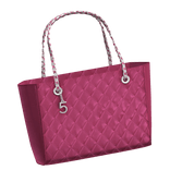 Left | Hot Pink Quilted Leather Silver Charm Tote