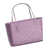 Left | Pink Quilted Leather Silver Charm Tote 