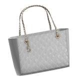 Left | White Quilted Leather Gold Charm Tote 
