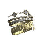 Left Stacked Luxury Gold Clover Bracelet Watch