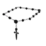leg rosary rose & dagger black silver (1.0 & 3.0)