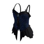 Leopard Corset Top with Tie (Navy)