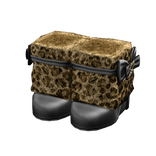 Leopard Gyaru Bow Fur Heel Boots Black & Brown