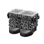 Leopard Gyaru Bow Fur Heel Boots Black & White