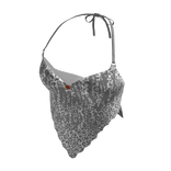 leopard Halter top White