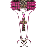 Leopard Pink Y2K Cyber 2000s Scene Cross Necklace