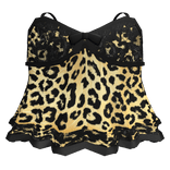 Leopard Print Baby Doll Black Lace Bow Short Dress