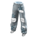 Light Blue Distressed Baggy Stars Jeans