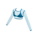 Light Blue Fishnet Rave Crop Top