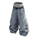 Light Blue Y2K Fishbone Baggy Skater Denim