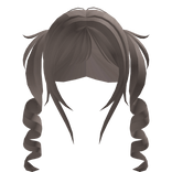 light brown fluffy curly pigtails w natural bangs