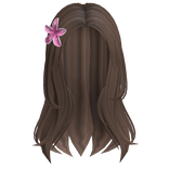 Light Brown Middle Parting Hair with Pink Flower