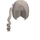 ♡ light brown side ponytail with bangs and bow