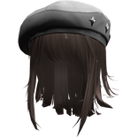 Light Brown Wolfcut w/ White Y2k Star Beret