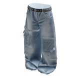 Light Denim Baggy Skater Cargo Pants w Straps