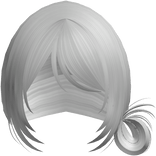 Light Grey Wispy Messy Side Bun W Bangs