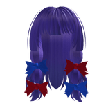 Light Indigo Long Hime Ribbon Bangs (Duo)