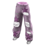 Light Pink Distressed Baggy Stars Jeans
