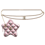 light Pink Polka Cstar Quilted Waist Bag Gold