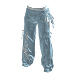 LightBlue&White Bandana Cargo Distressed Pants