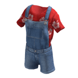 ✨ Lilo Red Flowers Shirt and Overalls
