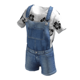 ✨ Lilo White and Black Flowers Shirt and Overalls