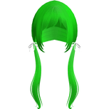 Lime Green Pigtails Bows Long W Bangs